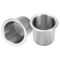 2 Pcs 304 Stainless Steel Drop-in Cup 3 43 X 4 13 Drink Can Holder Poker Table Insert For Sofa Boat Car Marine Silver 
