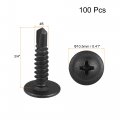 Uxcell Phillips Head Self Tapping Screws 8 X 3 4 Carbon Steel Drilling Sheet Metal Screw Black 100pcs