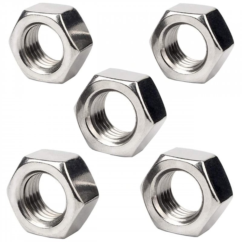 M14 X 1 5mm Class 8 Hex Nut Set 5 Piece Zinc Plated Silver Fasteners For Automotive And High Temperature Applications 21mm