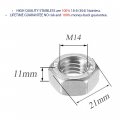 M14 X 1 5mm Class 8 Hex Nut Set 5 Piece Zinc Plated Silver Fasteners For Automotive And High Temperature Applications 21mm