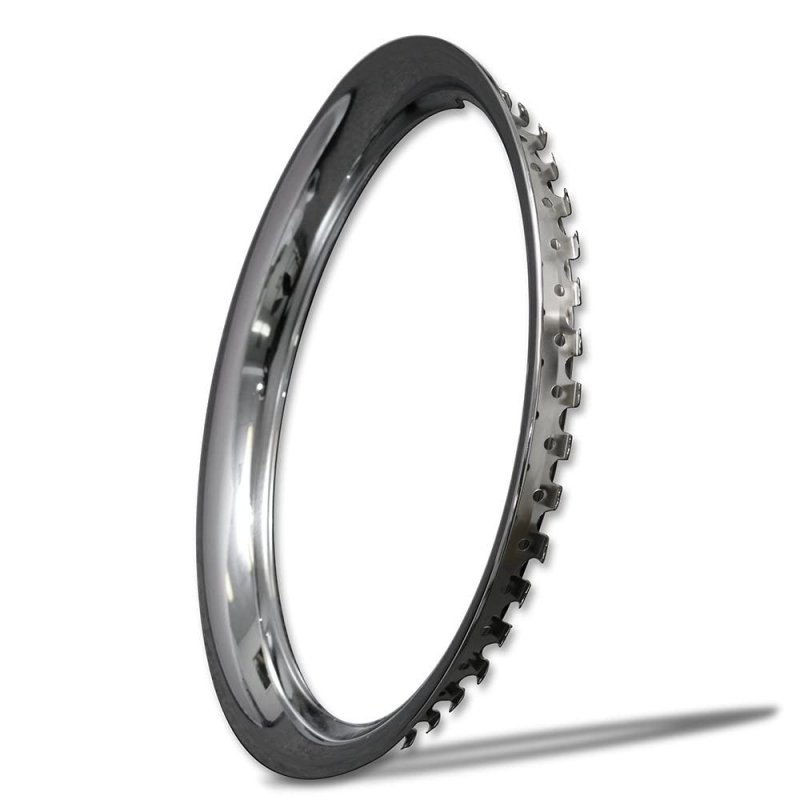 Oxgord Beauty Trim Rings For 15 Inch Rally Wheels 1 2 Deep Polished Stainless Steel With 360 Degrees Saw Tooth Clip Retention