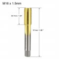 Uxcell Metric Machine Thread Milling Tap M16 X 1 5 H2 Titanium Coated Ti-coated High Speed Steel 4 Straight Flutes Screw