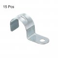Uxcell 15pcs 32mm 1 26 Emt One Hole Strap Pipe Zinc-plated Steel Reinforced Rib For Fixing On Various Surfaces