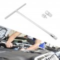 Qiilu T Handle Wrench 1 2 Inch Drive Socket Driver With 4 And 3 8 Adaptors Chrome Vanadium Steel Holder