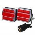 Led Magnetic Trailer Light Kit 2 Piece Universal Running Brake Turn Lights Ip68 Waterproof 24ft Cable 7 Pin Plug Red Lens 