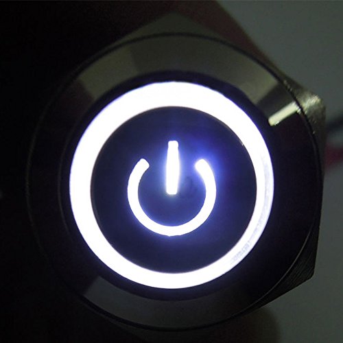 E Supporta 19mm 12v 5a Power Symbol Angel Eye Halo Car White Led Light Metal Push Button Toggle Switch Socket Plug Wire