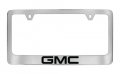 Gmc Logo License Plate Frame Holder 2 Hole Bottom Engraved Wide Chrome Black Imprint 