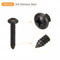 Uxcell 1 4 X 1-3 16 Phillips Pan Head Self-tapping Screw 25pcs 304 Stainless Steel Round Wood Full Thread Black