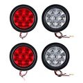 4 Inch 7 Led Round Stop Backup Reverse Truck Trailer Tail Light Kit W Grommet Pigtail 2 Red White 