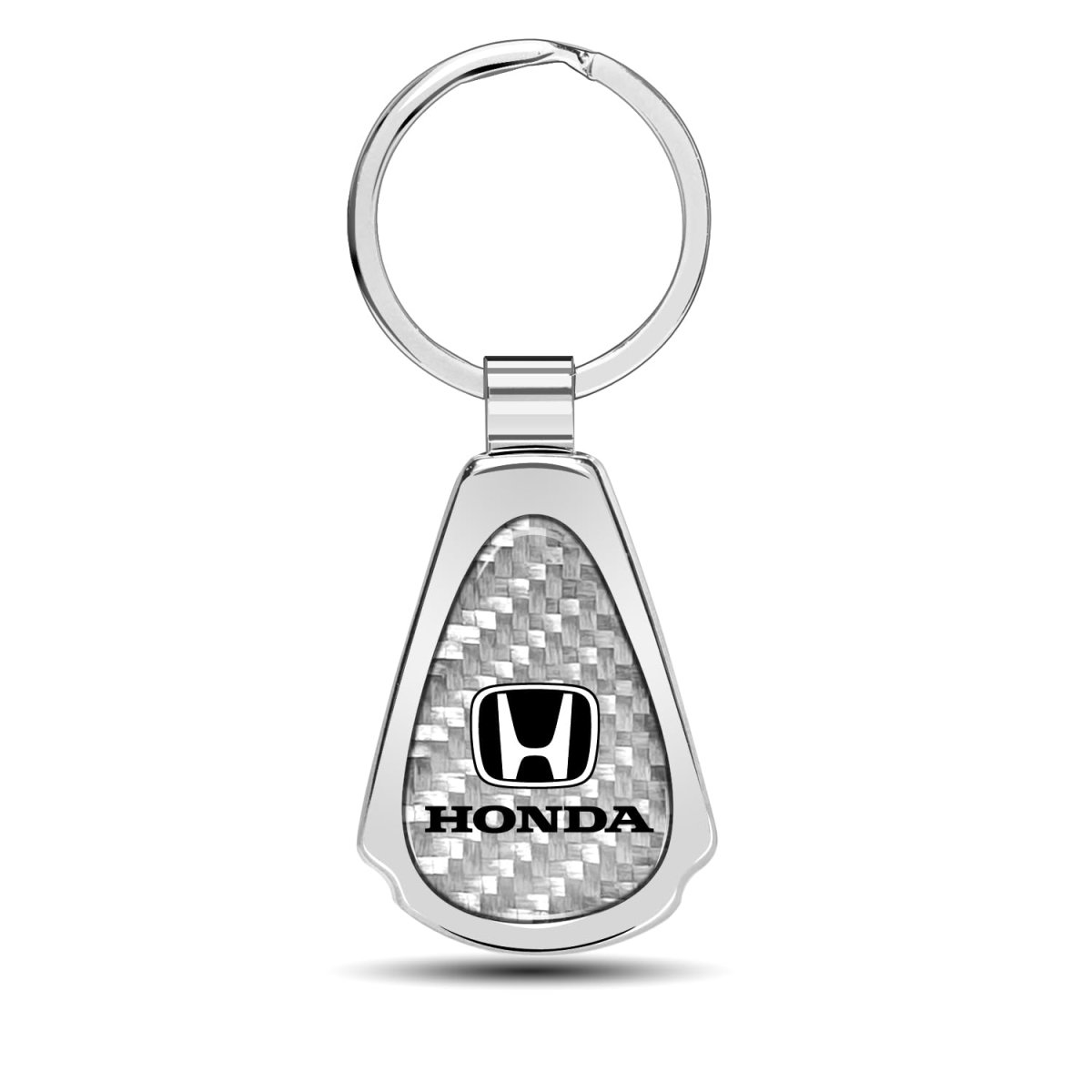 Honda Official Licensed Silver Carbon Fiber Chrome Metal Teardrop Keychain 2 13 In X 1 25 Modern Logo Accessory
