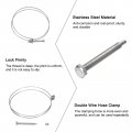Uxcell 6pcs Double Wire Hose Clamp 140-150mm Adjustable Stainless Steel Clips With M8 Bolt For Dust Collection Pump Pipe