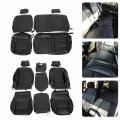 Artificial Leather Seat Cover Kit For 2014-2018 Chevy Chevrolet Silverado Lt Double Cab Full Car Protector Black 