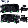 G-plus 4pcs Chrome Housing Corner Headlight 2pcs Bumper Fog Lights Compatible With 1999-2002 Chevy Silverado 1500 2500 3500