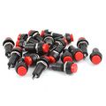20 Pcs Ac250v 3a 12mm Dia Panel Mounted Spst Latching Push Button Switch Red 