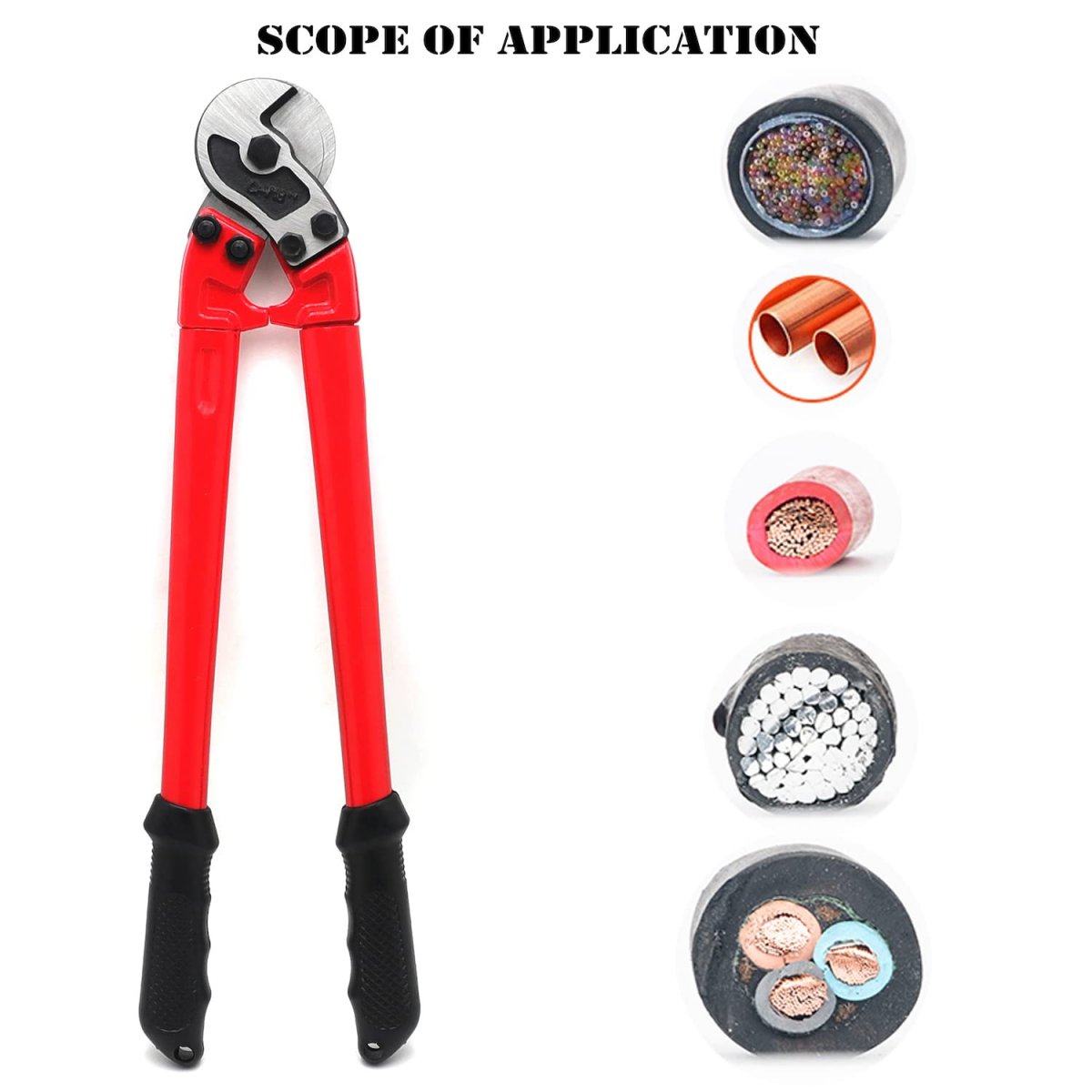 18 In Heavy Duty Hardened Cable Cutter For Stainless Steel And Galvanized Wire Chromium Vanadium Aircraft Bicycle Red