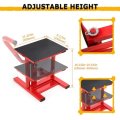 Motorcycle Jack Stand 330 Lbs Capacity Dirt Bike Lift Adjustable Height Hoist Table Steel Powder Coated Red
