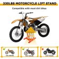 Motorcycle Jack Stand 330 Lbs Capacity Dirt Bike Lift Adjustable Height Hoist Table Steel Powder Coated Red