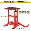 Motorcycle Jack Stand 330 Lbs Capacity Dirt Bike Lift Adjustable Height Hoist Table Steel Powder Coated Red
