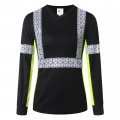 Holisecure Women Safety Shirt High Reflective T For Woman With Unusual Pattern Long Sleeve Breathable And Fast Dryi Black-02 