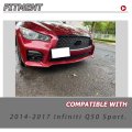 Hecasa Lower Grille Fog Light Cover For 2014-2017 Infiniti Q50 Sport Front Grill Fog Lamp Trim Painted Black