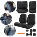 Hecasa Seat Covers Set Synthetic Leather Compatible With 2016-up Toyota Tacoma Double Cab