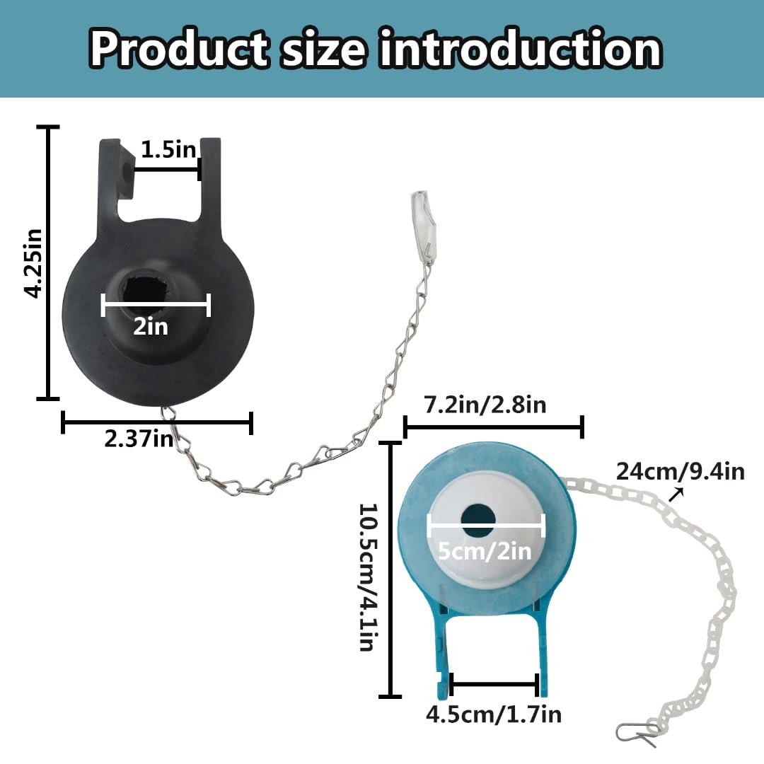 Toilet Flapper 2 Inch Rustproof Lasting Easy To Adjust Prevents Ghost Flushing Includes Blue Black Flappers Replacement