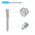 Uxcell Hex Head Lag Screws Bolts 5pcs 1 2 X 5 304 Stainless Steel Partial Thread Wood