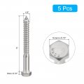 Uxcell Hex Head Lag Screws Bolts 5pcs 1 2 X 5 304 Stainless Steel Partial Thread Wood