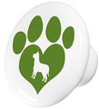 Set Of 2 Green Dog Paw Print Ceramic Cabinet Drawer Knobs 