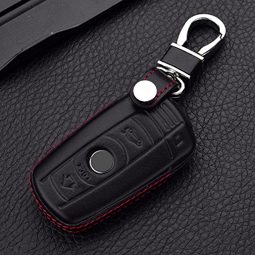 Black Genuine Leather Assesories Smart Key Cover Case Chain For Mercedes Benz 