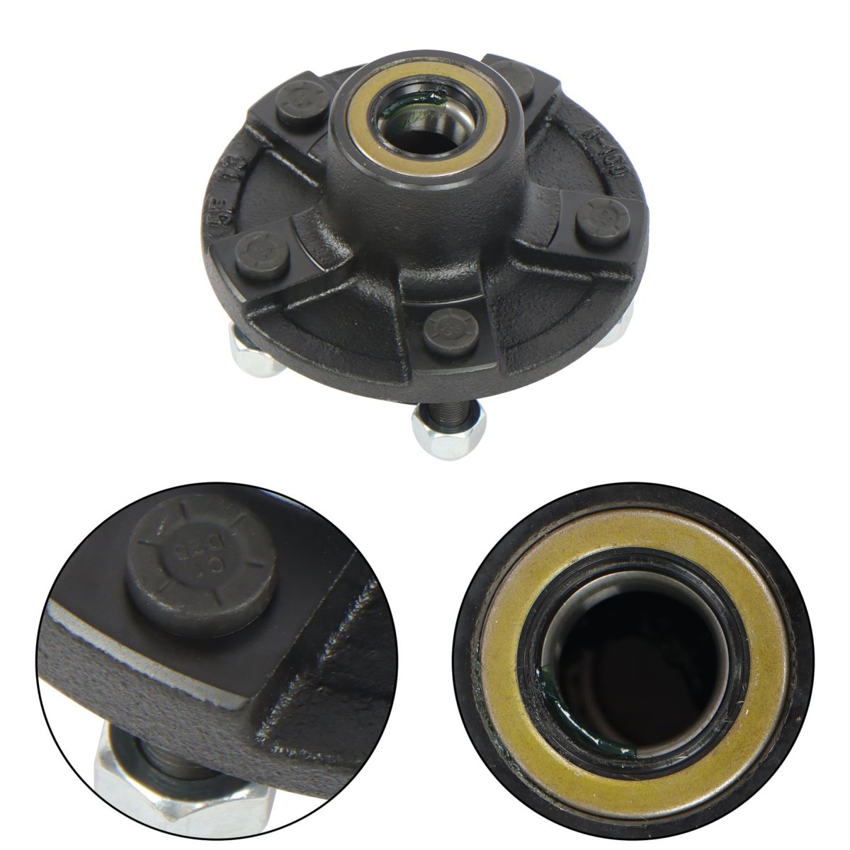 Pre Assembled 5 On 4 In Trailer Hub With Bearing Kit For 2000 Lbs 1 16 Spindle Stainless Steel Wheel Set Oil Seal And Dust