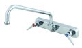 Ts Brass B-1127 Workboard Faucet With Wall Mount 8-inch Centers 10-inch Swing Nozzle And Lever Handles 