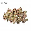 Uxcell 5 16-18 Multi-grip Rivet Nuts 25pcs Pre-bulbed Shank Flat Head Threaded Insert Nut Gold Zinc Plated Finish Carbon Steel