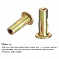Uxcell 5 16-18 Multi-grip Rivet Nuts 25pcs Pre-bulbed Shank Flat Head Threaded Insert Nut Gold Zinc Plated Finish Carbon Steel