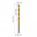 Uxcell High Speed Steel Straight Shank Twist Drill Bit Fully Ground Titanium Coated 7 7mm Diameter 34mm Total Length 12mm 2 Pcs