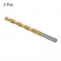 Uxcell High Speed Steel Straight Shank Twist Drill Bit Fully Ground Titanium Coated 7 7mm Diameter 34mm Total Length 12mm 2 Pcs