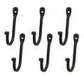 Early American Single Prong Wrought Iron Hooks Set Of 6 Rustic Curved Metal Fasteners Decorative Colonial Wall Da Cor 