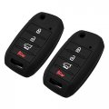 Silicone Key Fob Cover For Kia Sorento Sportage Rio Soul Forte Optima Hyundai Accent Elantra Sonata Flip 4 Button Remote Case 2 