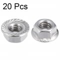 Uxcell M6 Serrated Flange Hex Lock Nuts 304 Stainless Steel 20 Pcs