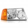 Ocpty Compatible Ford F-250 F-350 Super Duty 2008-2010 Ford For F-450 For F-550 Headlight Headlamps Chrome Housing Amber