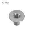 Uxcell M8 T-nuts 12pcs Carbon Steel Tee Nuts Round Base Weld 17mm Height Through Hole Flange Insert Female Thread Plate