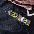 Skull Rider Keychain For Motorcycles Scooters And Cars Scratch Resistant Fabric Tag With 2 Key Rings 5 12 In Length