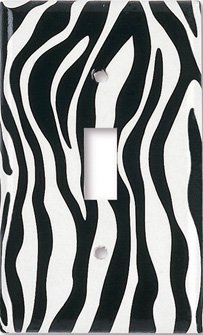 Single Gang Toggle Wall Plate Zebra Print
