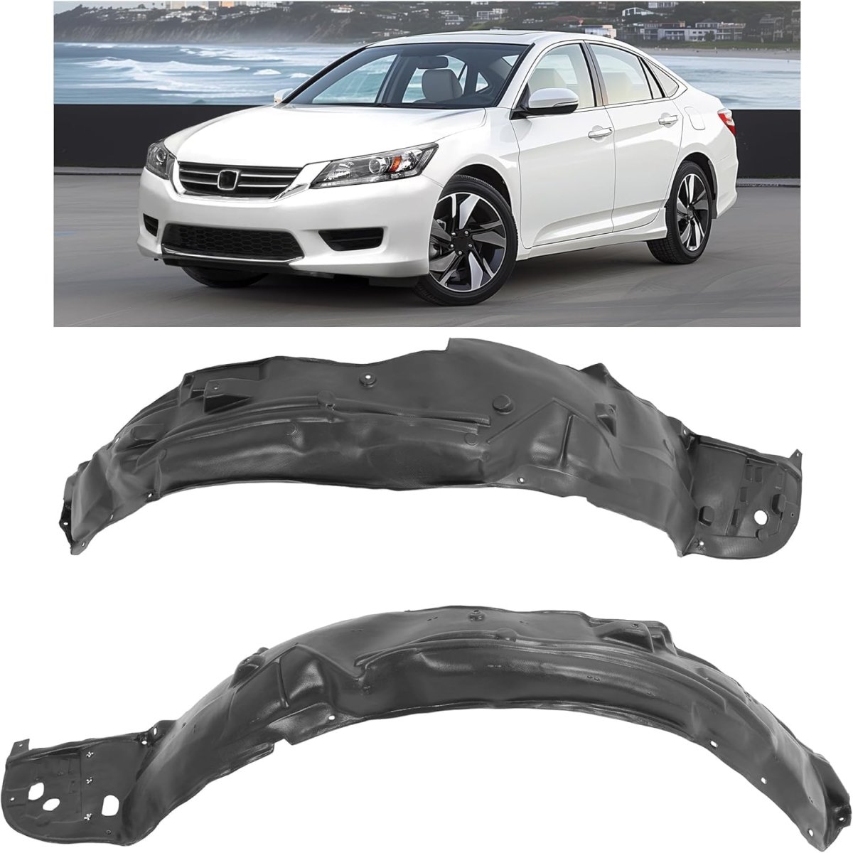 Hecasa Front Fender Liner For 2013-2015 Honda Accord Sedan Replacement 74150t2aa00 74100t2aa00 Ho1248150 Ho1249150 Inner Splash