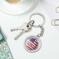 Graphics More President Trump American Flag Keychain Spinning Round Chrome Plated Metal