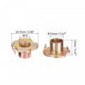 Uxcell M10x12mm T-nuts 4 Pronged Tee Nut Carbon Steel Threaded Inserts For Wood 24pcs