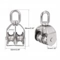 Uxcell M25 Lifting Crane Swivel Hook Pulley Block Hanging Wire Towing Double Wheel Stainless Steel 2pcs