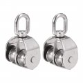 Uxcell M25 Lifting Crane Swivel Hook Pulley Block Hanging Wire Towing Double Wheel Stainless Steel 2pcs
