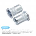 Uxcell 5 16-18 Rivet Nuts 100pcs Zinc Plated Carbon Steel Knurled Flat Head Threaded Insert For Metal Plastic