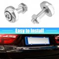 X Autohaux 4 Pcs Aluminum Alloy License Plate Bolt Screw Nuts For Car Motorcycle Silver Tone